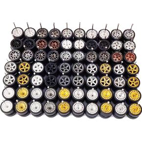 Real Riders 1:64 Mixed Wheels Pack – Set of 10 Random Tire & Axle Sets with FUSH, BBS, Star Rims for Hot Wheels Customization – Perfect for 1/64 Scale Model Cars