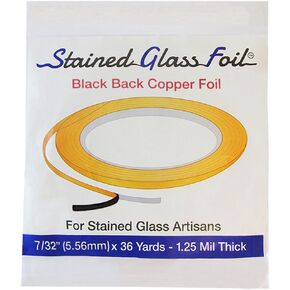 Stained Glass 7/32" Copper Foil - Black Back - 1.25 Mil. Thick