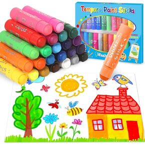Jumlys 24 Colors Large Tempera Paint Sticks, Washable Paint Sticks for Toddlers, Ideal Kids Art and Craft Supplies for Painting and Coloring, Suitable for Paper, Canvas and Stone