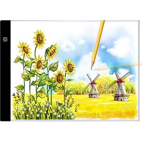 جهاز تتبع صندوق إضاءة LED محمول رفيع للغاية مع 3 مستويات سطوع 7500K كابل طاقة USB سطوع خافت لتتبع الأعمال الفنية لوحة إضاءة للرسم والرسم والرسوم المتحركة والرسم الماسي 5D (A4) in Kuwait