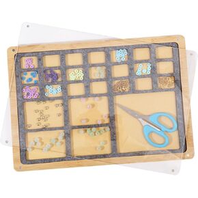 CHGCRAFT Beads Sorting Tray Wooden Bead Storage Organize Jewelry Display Cases for Jewelry Bracelet Making Wooden Beading Mat, with Felt Bead Design Boards, Burlywood, 12.99x 9.06x 0.75inch