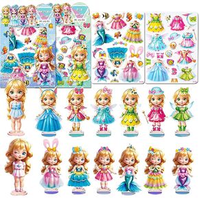 Magnetic Dress Up Dolls,DIY Princess Game Paper Dolls with 2 Themed Dress Up Toys Pretend Play Travel Toys for Girls Ages 3-7 Years and Up (Mermaid + Elf)