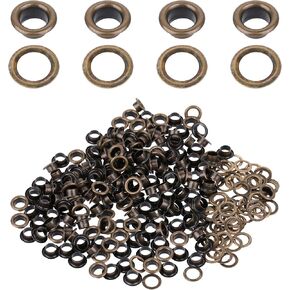 JIYIN 200 Sets 3/16" (5 MM) Eyelets Grommet Kit, Metal Eyelets with Washers for Fabric Clothing Tarps Shoes Eyelets Leather Bag Hats Tents Repair and Crafts Decoration