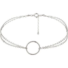 خلخال أنيكا بيلا بوهو للنساء، الطول 9-10 بوصات، أساور الكاحل من الفضة الاسترليني أو الذهب، سوار الكاحل على شكل دائرة كارما، خلخال مقاوم للماء (الفضة الاسترليني) in Kuwait