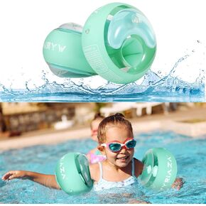 Arm Floaties for Kids 1-6 Year,Inflatable Arm Bands Float as Water Wings & Swimmies,3-Chambers Independent Safety System for Toddler Weight (10-55 LB). Green Floater Sleeves.