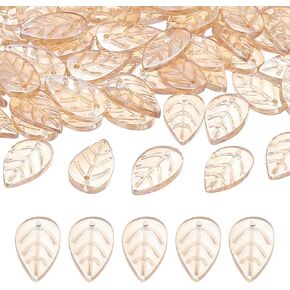 PATIKIL Leaf Beads, Crystal Leaf Beads Translucent Czech Glass Beads Spacer Bead for DIY Jewelry Making Bracelets Necklace