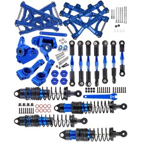 Big Bore RC Shocks Upgrades Part for 1/10 Rustler/Stampede 2WD, Aluminum A Arm & Caster Block & Steering Blocks & Rear Stub Axle Carriers & Adjustable Turnbuckles Camber Link,Blue