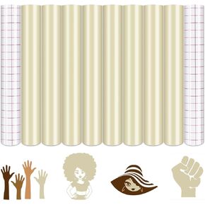 Tintnut Skin Tone Permanent Vinyl, Brown Tan Adhesive Vinyl - 18 Sheets 12"x10", Cream Camel Barely Beige Outdoor Vinyl Compatible with Cricut or Silhouette for Decor Self Sticker