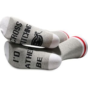 G2TUP 2 Pairs I’d Rather Be Cross Stitching Socks Cross-Stitch Lover Gift Cross-Stitch Project Bag Sewing Lover Socks