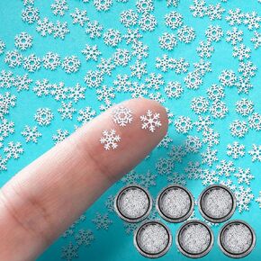 Knitgrip 1200 Pcs Mini Metal Snowflake 0.2 Inch Small White Snowflakes for Craft Tiny Christmas Embellishment Little Snowflake Ornaments for DIY Craft Winter Christmas Party Decor