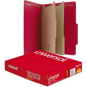 Universal 10303 Pressboard Classification Folders, Letter, Six-Section, Ruby Red, 10/Box