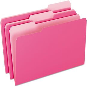 Pendaflex Two-Tone Color File Folders, Legal Size, Pink, 1/3 Cut, 100/BX (153 1/3 PIN)