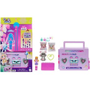 Polly Pocket Doll & Playset, Disco Dance Fashion Reveal Unboxing Travel Toy with 3-inch Hoodie Buddy Doll, 16 Accessories & Surprise Water Play