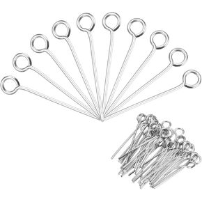 MECCANIXITY 120pcs Stainless Steel Eye Pins 0.6mm/24 Gauge 15mm Earring Flat Headpins for Jewelry Making Supplies Jewelry Findings, DIY Craft, Necklace, Silver