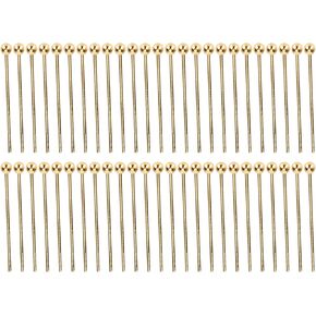 Tomotato Jewelry Head Pins, 50pcs Golden Stainless Steel Straight Ball Head Pins Bendable Wirepins for DIY Craft Earring Bead Pendant Bracelet Making(30mm)