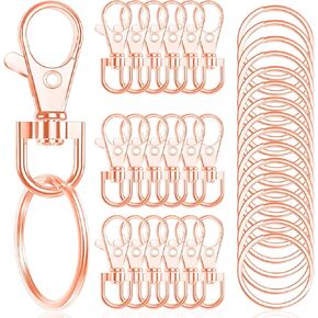 100PCS Premium Swivel Snap Hooks with Key Rings,Metal Lanyard Keychain Hooks Lobster Clasps for Key Jewelry DIY Crafts 1.25inches/32mm(50 Pcs Lanyard Snap Hooks+50 Pcs Key Rings)