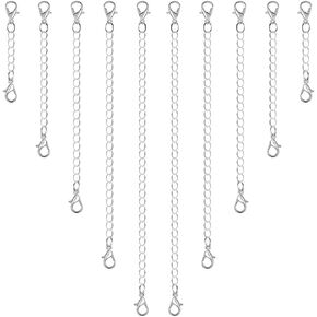Anezus 10Pcs Necklace Extenders Silver Bracelet Extender, Chain Extenders for Necklace, Bracelet and Jewelry Making (Assorted Sizes)