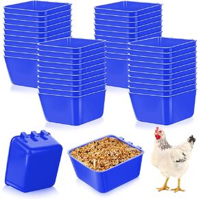 tchrules 40 Pack Chicken Cage Cups 16oz Chicken Feeder Waterer Cups, Red Hanging Chicken Watering Cups, Plastic Bird Food Water Cage Bowls for Pet Parrot Rooster Parakeet Gamefowl Poultry Pigeon Bunny