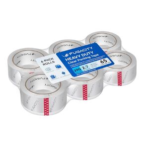 FugaCity Clearer Packing Tape Refills (6 Rolls),Heavy Duty Packaging Tape for Moving Sealing, Moving Supplies Shipping Tape,2.7 Mil Thick, 1.88 in Wide,65 Yards Per Roll,Total 390 Yards