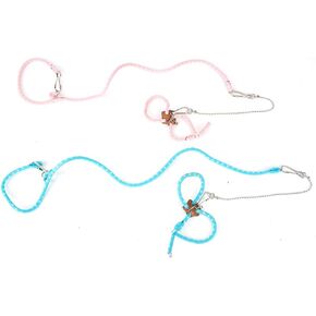 2pcs Hamster Traction Rope 2 Color Gliders Harness Leash Set Small Animal Adjustable Traction Vest Hamster Harness Leash for Squirrels Hamsters Rats Gerbils Reptiles Bearded Dragon Lizards