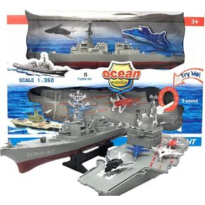 Aircraft Carrier Toy,with 5 Aircrafts Includes Destroyer Ship