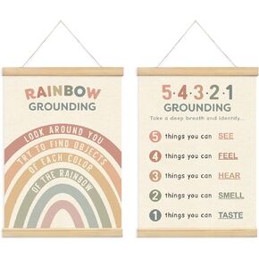 Lacama Calm Down Corner Supplies Wooden Poster Hanger,Feelings Chart for Kids, Mental Health Posters,Classroom Educational Poster Emotions Chart Coping Skills,Preschool Classroom Wall Art Decorations