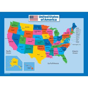 خريطة Palace Learning USA للأطفال - مغلفة - خريطة مخطط حائط الولايات المتحدة (18 × 24)