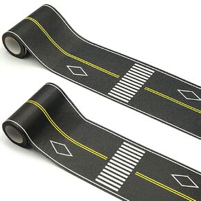 dspitwod Road Tape for Kids Car Toy Road Tape Track Play, Stick to Floors and Table Flat Surface,No Residue, 2-Pack of 3.9 Inch Wide x 32.8 ft Black Tape for Kids Gift
