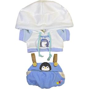 niannyyhouse 20cm Plush Doll Clothes Frog Puppy Lamb Penguin Hoodie Strap Pants 8in Soft Stuffed Plush Toy Dress up (a-1)