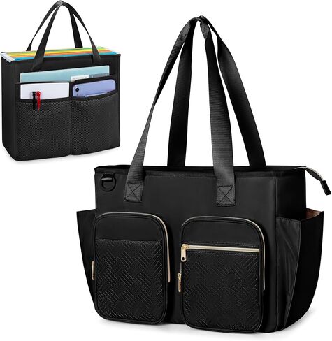 File Folder Tote Bag with Individual Document Organizer Case for Teacher, Office Workers, Black (Patent Design) in Kuwait