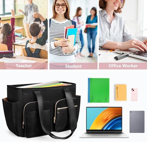 File Folder Tote Bag with Individual Document Organizer Case for Teacher, Office Workers, Black (Patent Design) in Kuwait