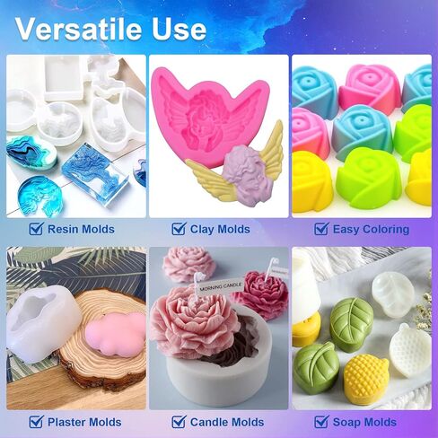 Silicone Mold Making Kit,84OZ Super Elastic Liquid Silicone for Mold Maker, Fast Cure Translucent Silicone Rubber for Casting Resins Mold,Silicone Mold,Candle Mold,Soap Mold,Food Mold in Saudi Arabia