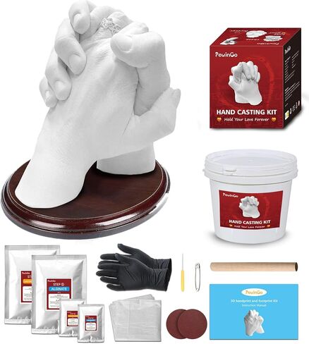 PewinGo Hand Casting Kit Couples with Base,Plaster Hand Mold Casting Kit, Hand Mold Kit Couples,DIY Gifts Ideas for Couples,Valentines,Engagement,Anniversary,Wedding,Boy/Girlfriend in Kuwait
