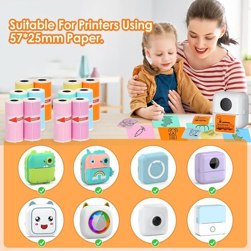 HuiJuKeJi 9 Rolls Mini Printer Sticker Paper,Thermal Self-Adhesive Paper 57 * 25mm,3 Rolls of White &6 Rolls of Colour Paper for Pocket Inkless Portable Bluetooth Printer to Print Photo,Note in Saudi Arabia
