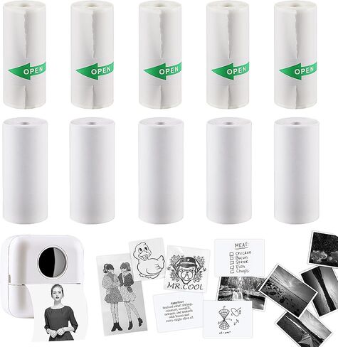 HuiJuKeJi 9 Rolls Mini Printer Sticker Paper,Thermal Self-Adhesive Paper 57 * 25mm,3 Rolls of White &6 Rolls of Colour Paper for Pocket Inkless Portable Bluetooth Printer to Print Photo,Note in Saudi Arabia