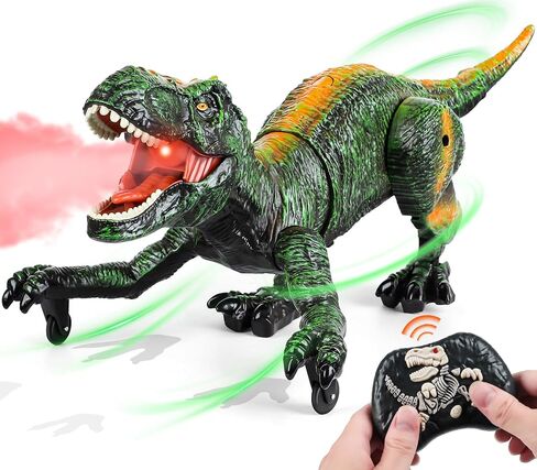 Remote Control Dinosaur for Kids 3-12 Years Boys, Robot Dinosaur Toys with Walking, Spray Stream, Light, Sound, Demo Function Tyrannosaurus Rex Jurassic Toys for Christmas Birthday Gift Ideas (Green) in Saudi Arabia