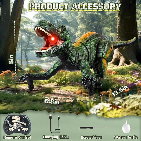 Remote Control Dinosaur for Kids 3-12 Years Boys, Robot Dinosaur Toys with Walking, Spray Stream, Light, Sound, Demo Function Tyrannosaurus Rex Jurassic Toys for Christmas Birthday Gift Ideas (Green) in Saudi Arabia