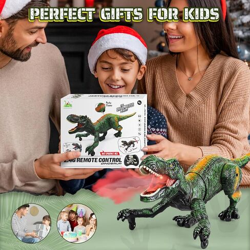 Remote Control Dinosaur for Kids 3-12 Years Boys, Robot Dinosaur Toys with Walking, Spray Stream, Light, Sound, Demo Function Tyrannosaurus Rex Jurassic Toys for Christmas Birthday Gift Ideas (Green) in Saudi Arabia