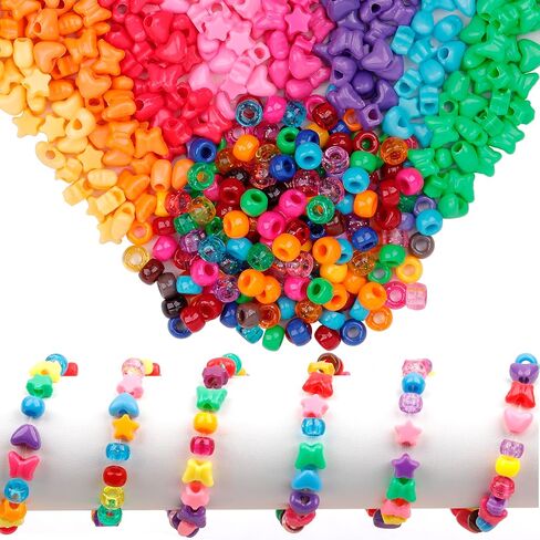 900 Pcs Pony Beads for Bracelet Plastic Beads for Jewelry Making Colourful Beads for Friendship Bracelets 6x9mm Multi-Colored Beads for DIY Bracelet Necklace Party Decoration Supplies in Kuwait