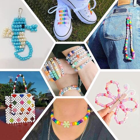 900 Pcs Pony Beads for Bracelet Plastic Beads for Jewelry Making Colourful Beads for Friendship Bracelets 6x9mm Multi-Colored Beads for DIY Bracelet Necklace Party Decoration Supplies in Kuwait