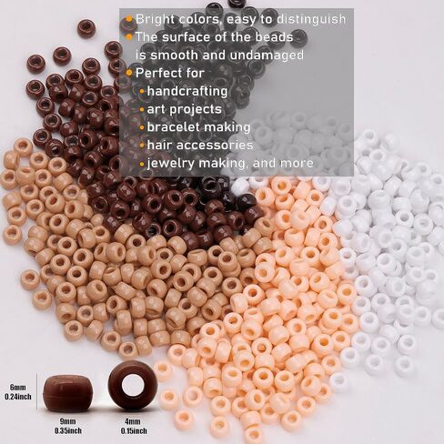 900 Pcs Pony Beads for Bracelet Plastic Beads for Jewelry Making Colourful Beads for Friendship Bracelets 6x9mm Multi-Colored Beads for DIY Bracelet Necklace Party Decoration Supplies in Kuwait