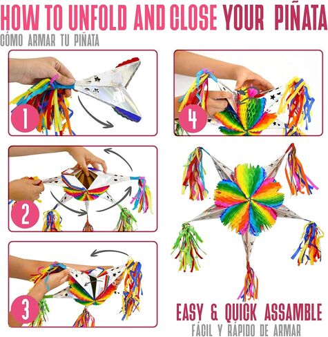 Colorful Mexican Mini Piñata Star: 13 Inch (3-Pack) Fiesta/Party Themed Decorations for Christmas, Birthdays, Cinco de Mayo, Taco Tuesday, and More Celebrations in Saudi Arabia