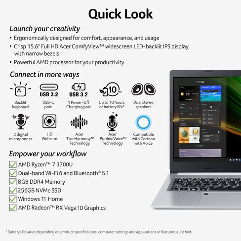 Acer Aspire 5 A515-45-R8K1 Slim Laptop | 15.6" Full HD IPS | AMD Ryzen 7 5700U Octa-Core Mobile Processor | AMD Radeon Graphics | 8GB DDR4 | 512GB NVMe SSD | WiFi 6 | Backlit KB | Windows 11 Home in Saudi Arabia