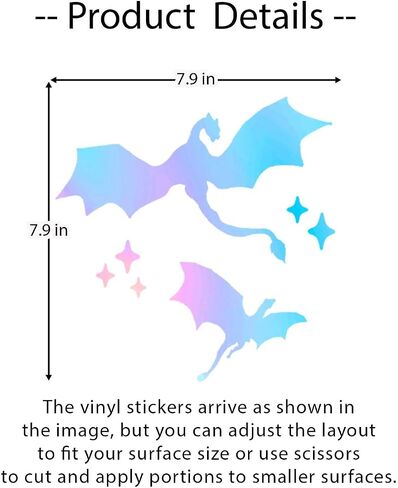 Car Window Dragons Vinyl Decal Celestial Dragons Car Decal Vinyl Sticker Halloween Car Decor Dragon Lover Gift Holographic Gold Green Bumper Flying Dragon Art, 8inch (Holographic) in Saudi Arabia