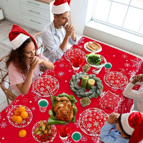 durony 169 Pieces Christmas Snowflake Tableware Set Winter Frozen Birthday Party Supplies Disposable Blue Snowflake Paper Plates Cups Napkins Spoons Forks Knives Plastic Tablecloth, Serves 24 Guests in Kuwait