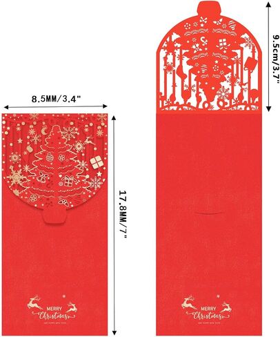 Christmas Money Cards, 10 Pack cash envelopes, Christmas Money Holders for Cash, Checks, or Gift Cards, For Christmas Day/Birthday/Holiday/Party/Spring Festival etc（Red Color7 × 3.4 inch） in Kuwait