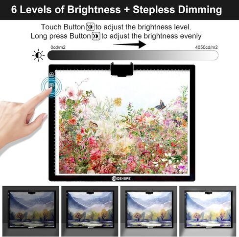 A3 Wireless Light Pad, QENSPE Rechargeable Battery Powered LED Light Board Tracing Light Box, 3 Color Modes and 6 Levels Brightness Dimmable A3 Light Copy Pad for Diamond Art with Stand (White) in Saudi Arabia