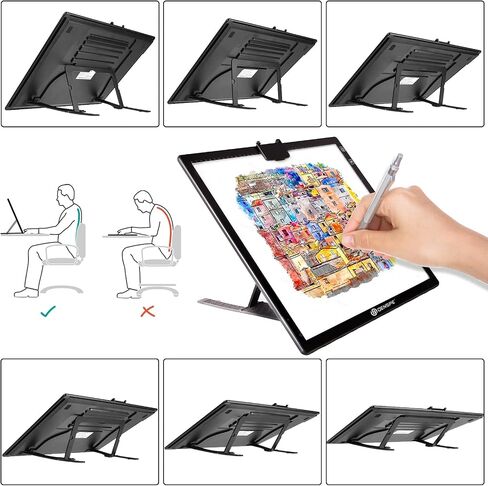 A3 Wireless Light Pad, QENSPE Rechargeable Battery Powered LED Light Board Tracing Light Box, 3 Color Modes and 6 Levels Brightness Dimmable A3 Light Copy Pad for Diamond Art with Stand (White) in Saudi Arabia