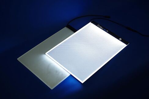 جهاز تتبع صندوق إضاءة LED محمول رفيع للغاية مع 3 مستويات سطوع 7500K كابل طاقة USB سطوع خافت لتتبع الأعمال الفنية لوحة إضاءة للرسم والرسم والرسوم المتحركة والرسم الماسي 5D (A4) in Kuwait