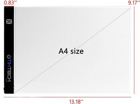 جهاز تتبع صندوق إضاءة LED محمول رفيع للغاية مع 3 مستويات سطوع 7500K كابل طاقة USB سطوع خافت لتتبع الأعمال الفنية لوحة إضاءة للرسم والرسم والرسوم المتحركة والرسم الماسي 5D (A4) in Kuwait